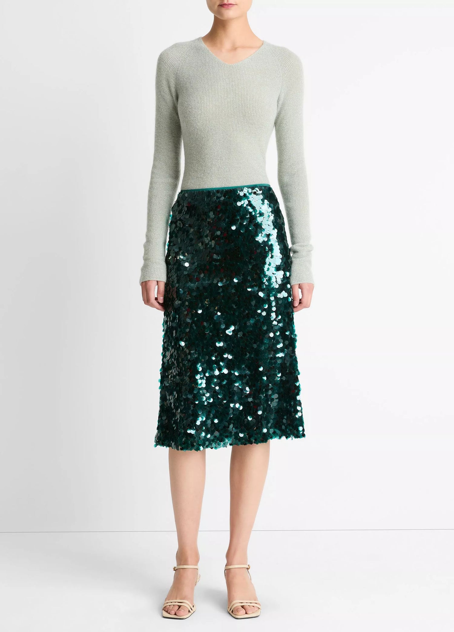 Lucite paillettes skirt, green