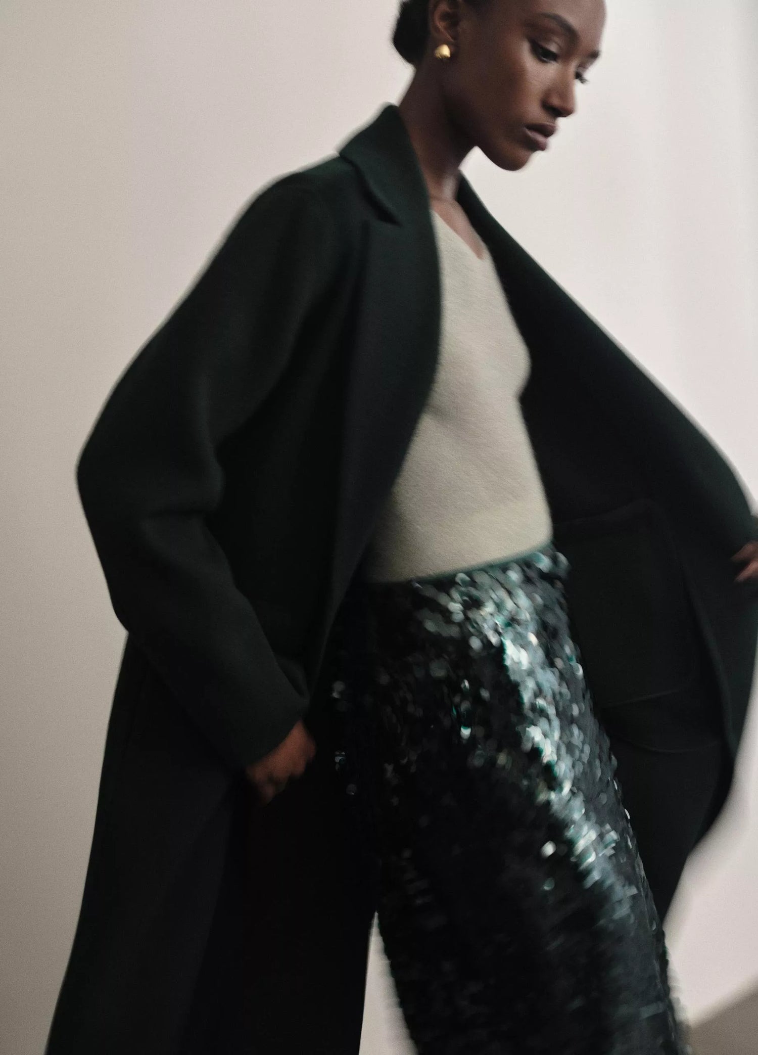 Lucite paillettes skirt, green