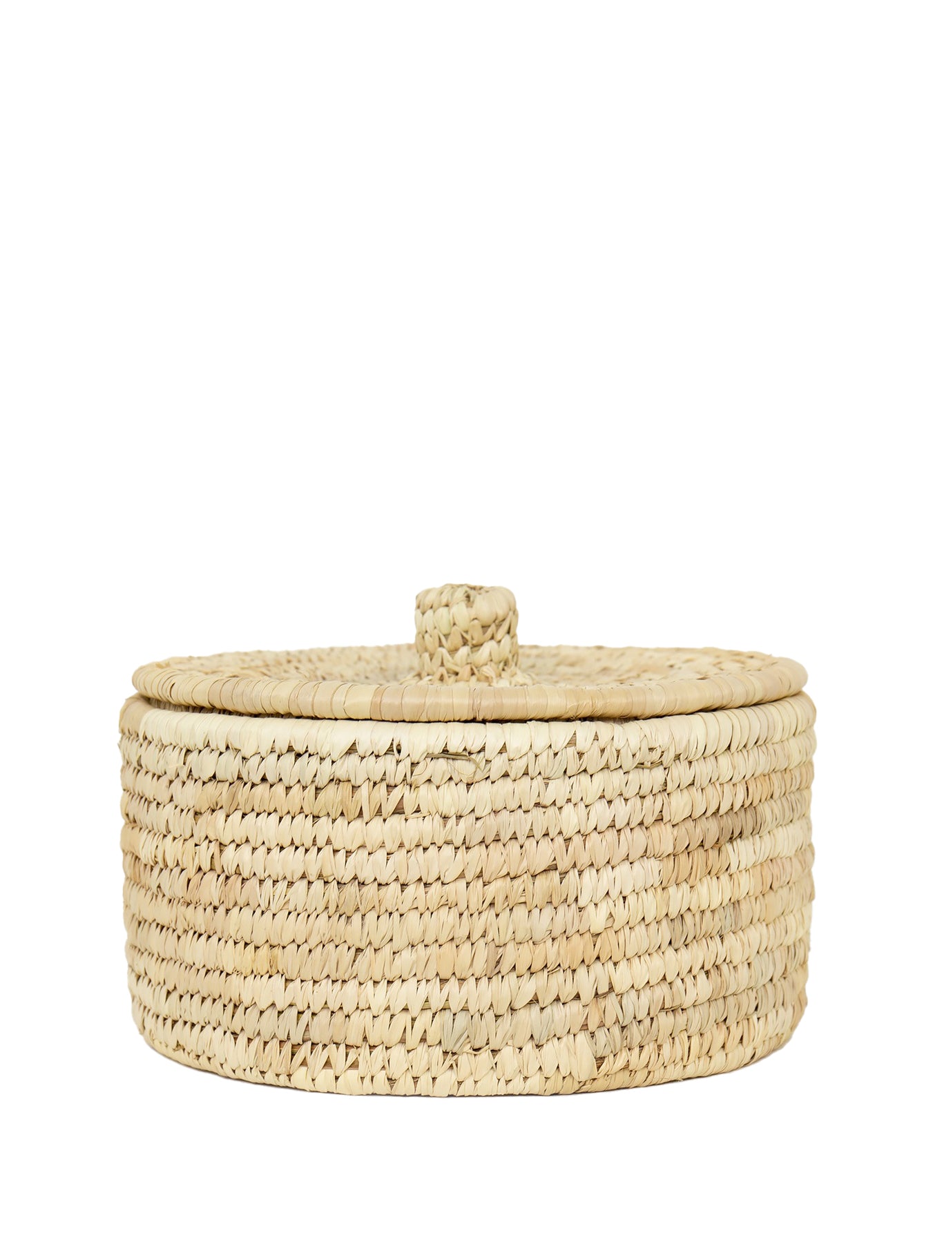 Palm leaves basket w lid M, natural