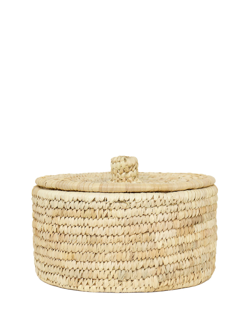 Palm unit basket w/ lid, natural (M)