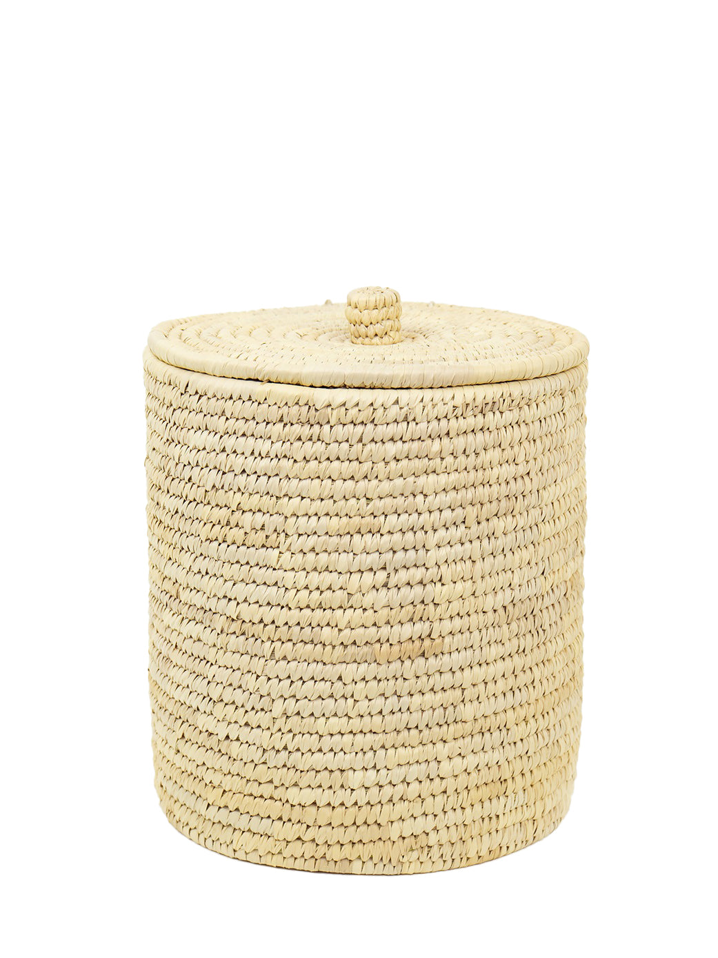 Palm leaves Wastebasket w/ lid, nature