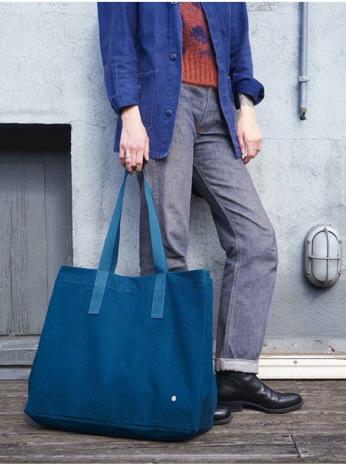 Petrol blue SHOPPING BAG IONA