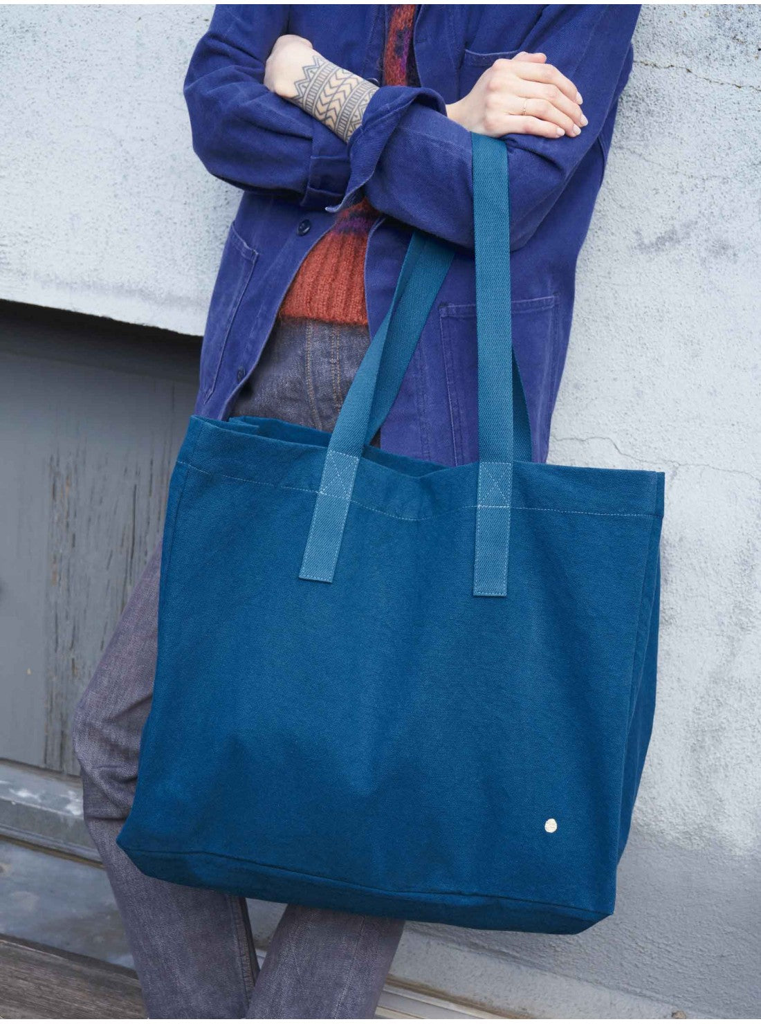 Petrol blue SHOPPING BAG IONA