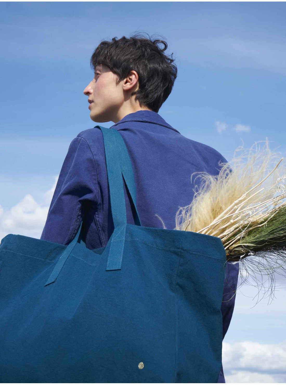 Petrol blue SHOPPING BAG IONA