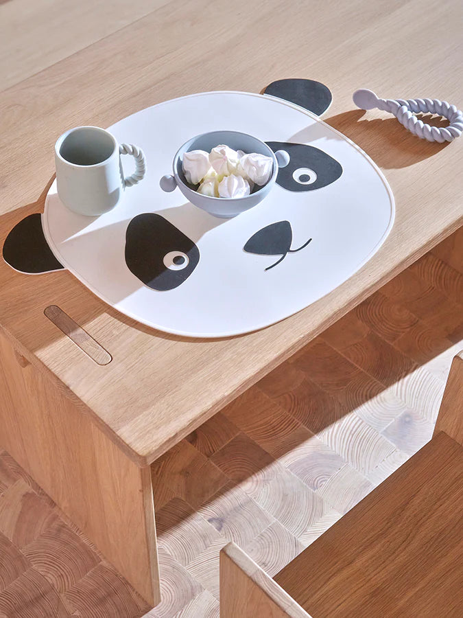 Silicone placemat panda, black-white