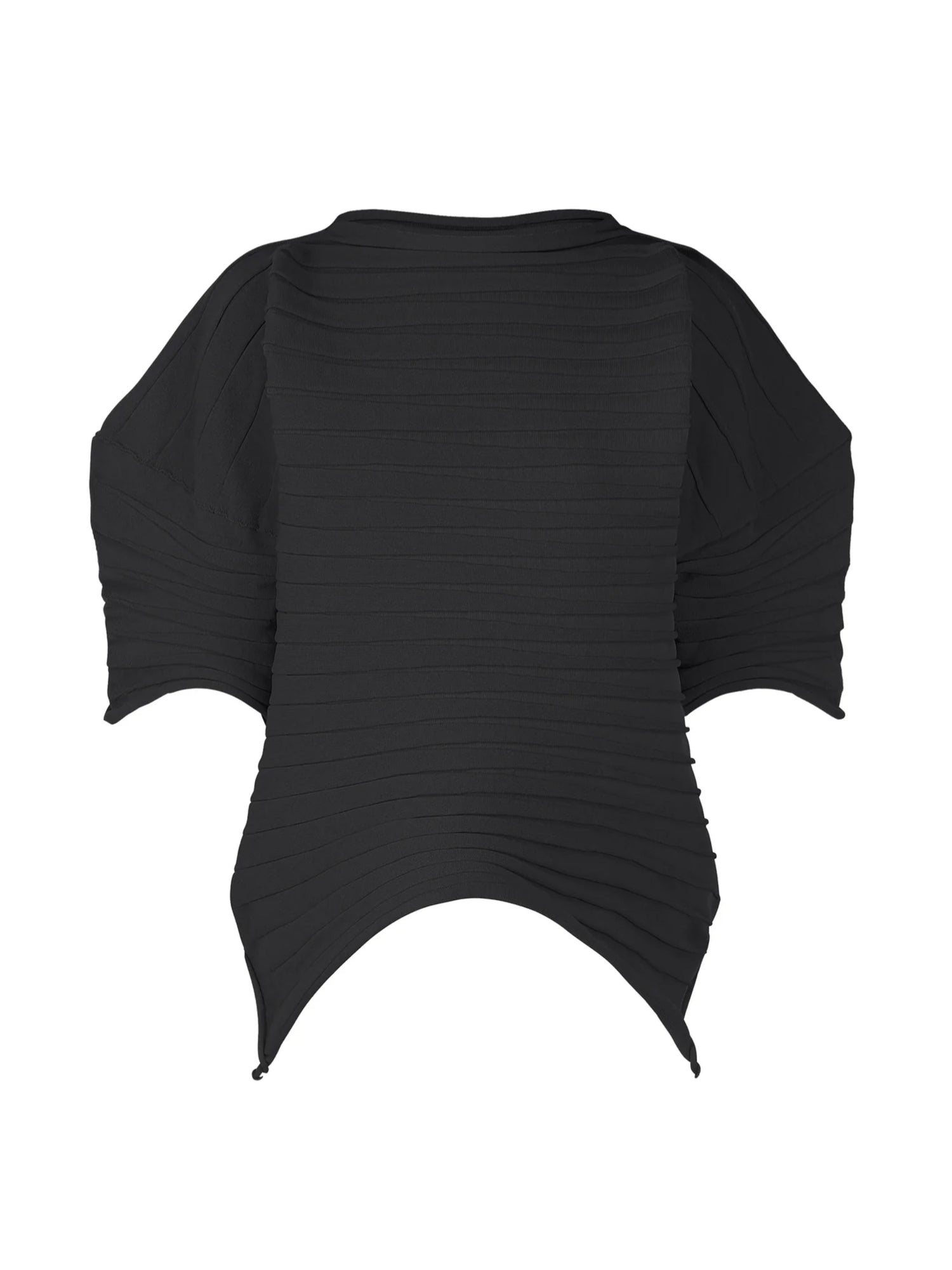 Short-sleeved knitted top, black