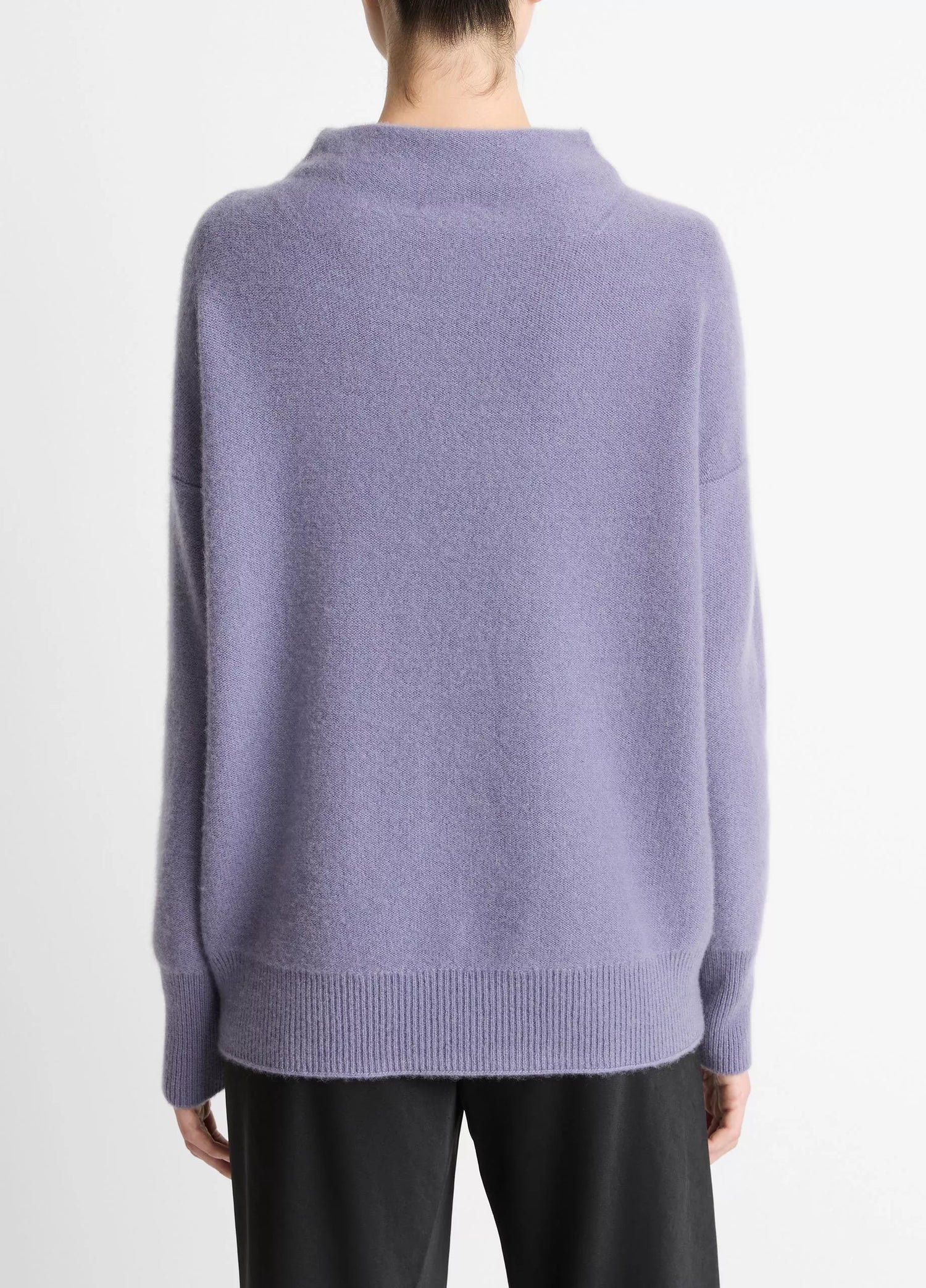 Boiled cashmere funnel neck pullover, lavender
