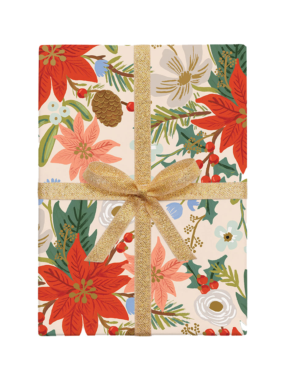 Poinsettia gift wrap sheet set (3 sheets)