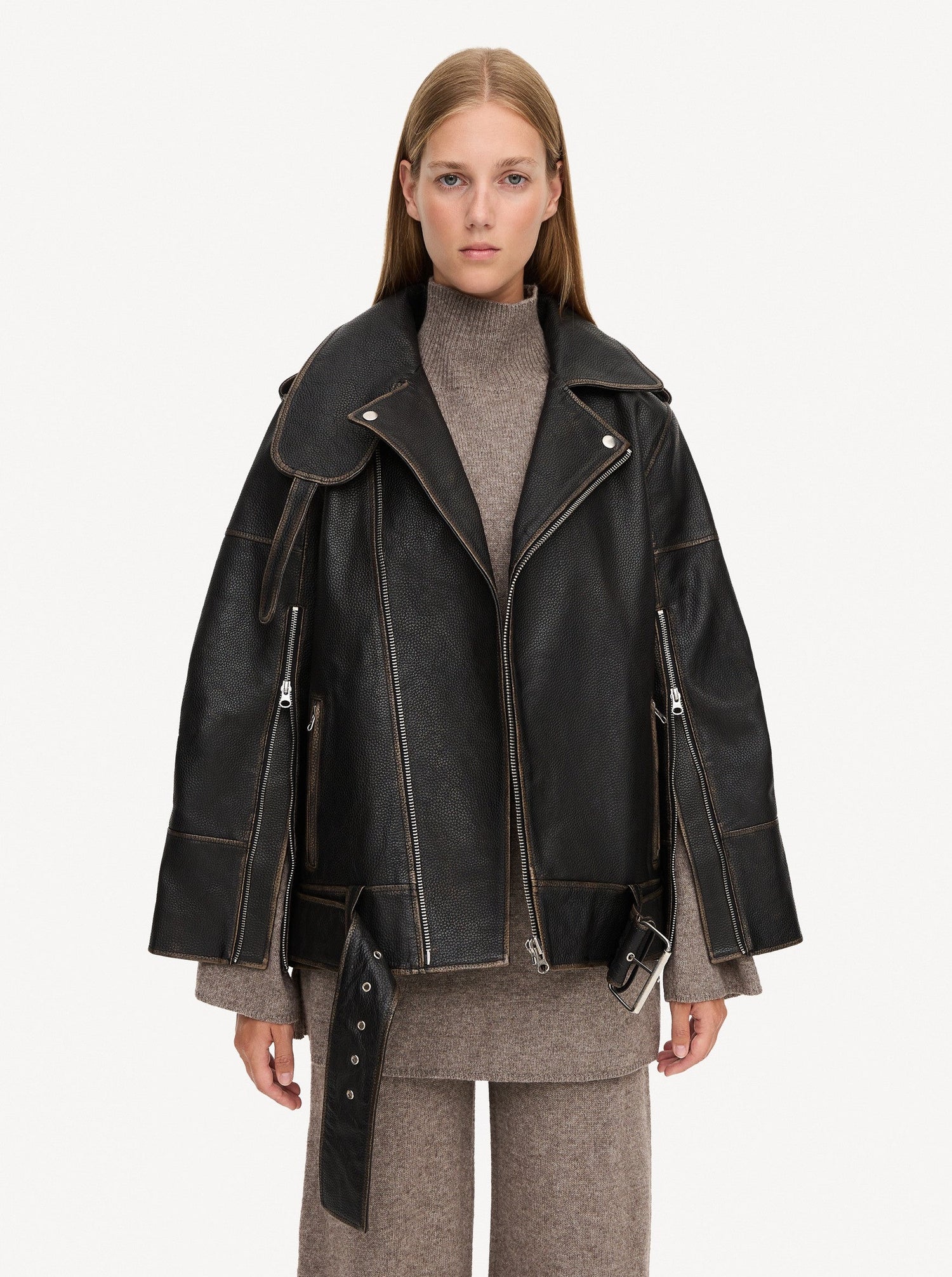 Beatrisse leather jacket, black