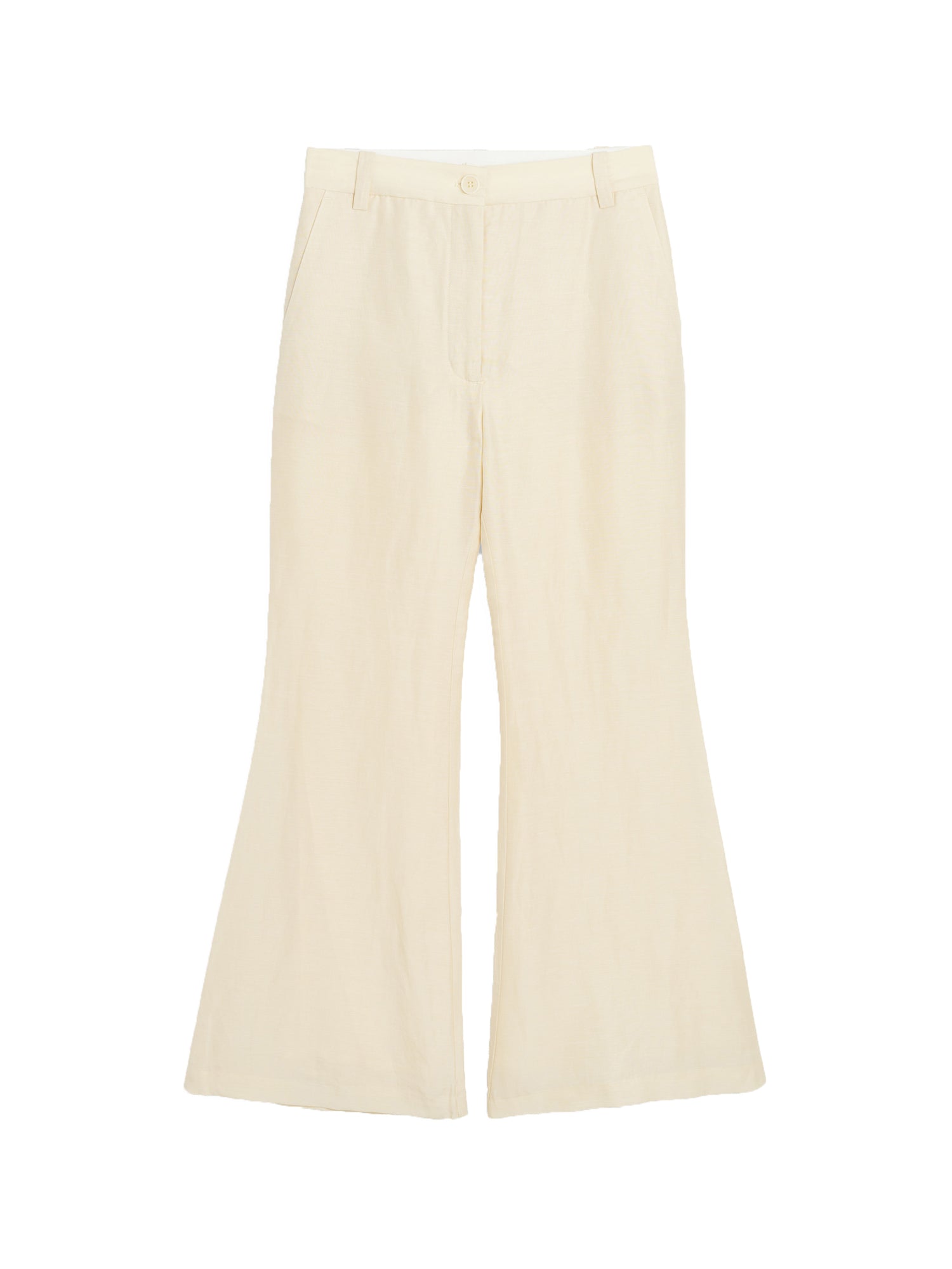 Malene Birger: CARASS linen-blend trousers, pearl. Sold by My o My Helsinki.