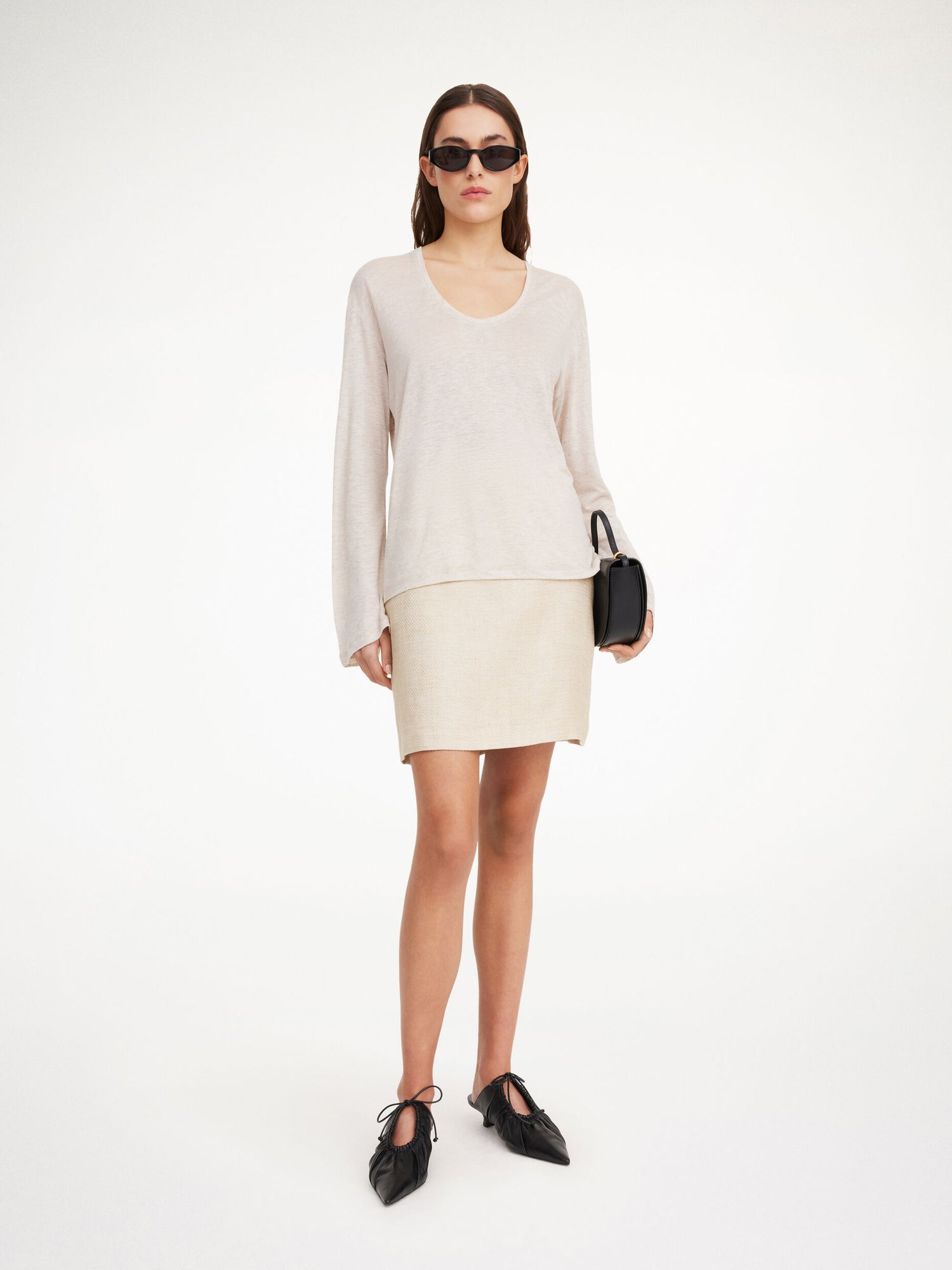 Chambray skirt, wood colour