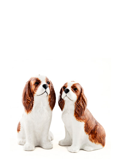 Cavalier King Charles Spaniel Salt and Pepper shaker set, brown