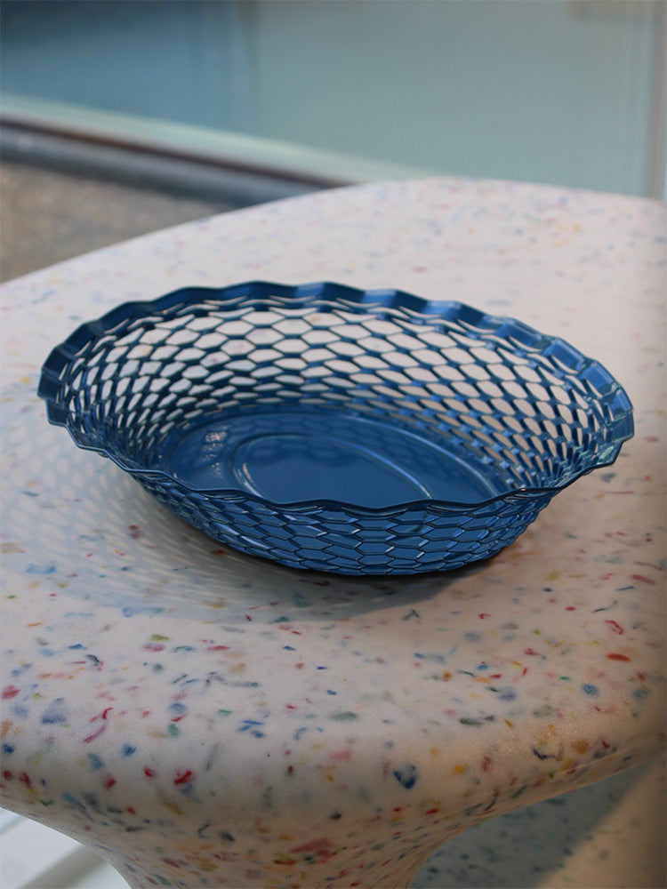 Metal bread basket, big oval, indigo