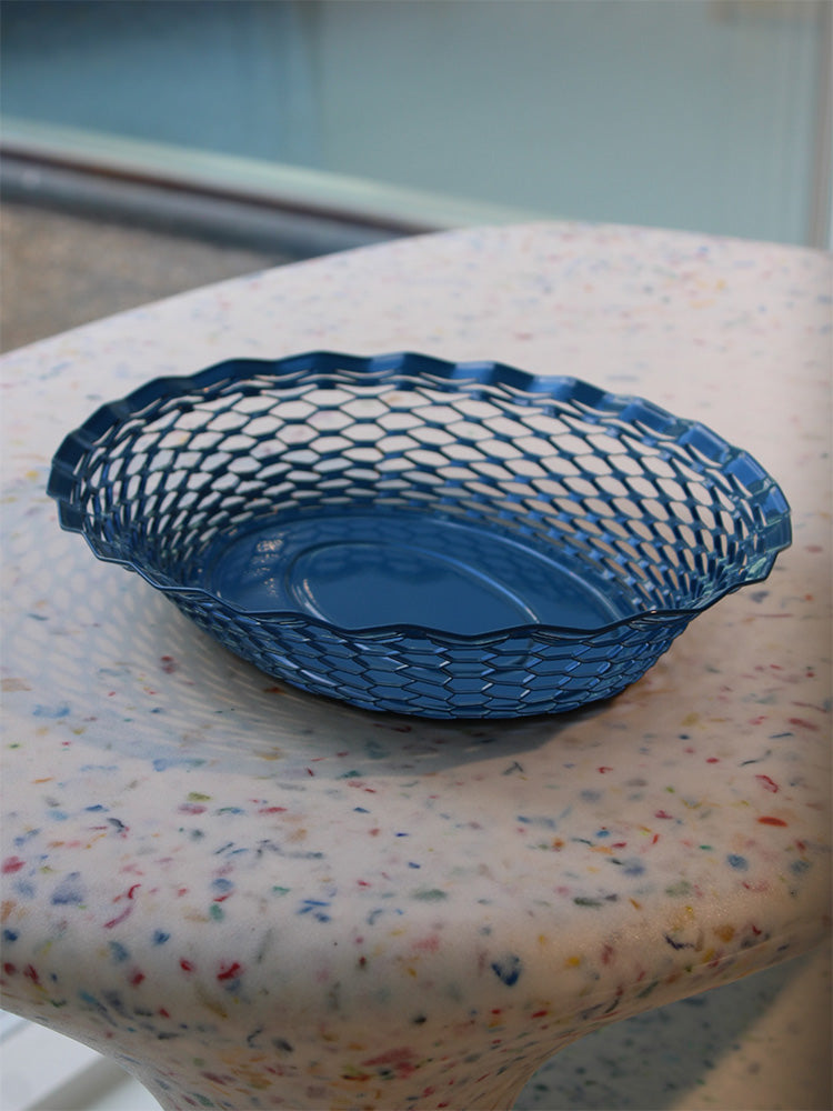 Metal bread basket, Large oval, Indigo