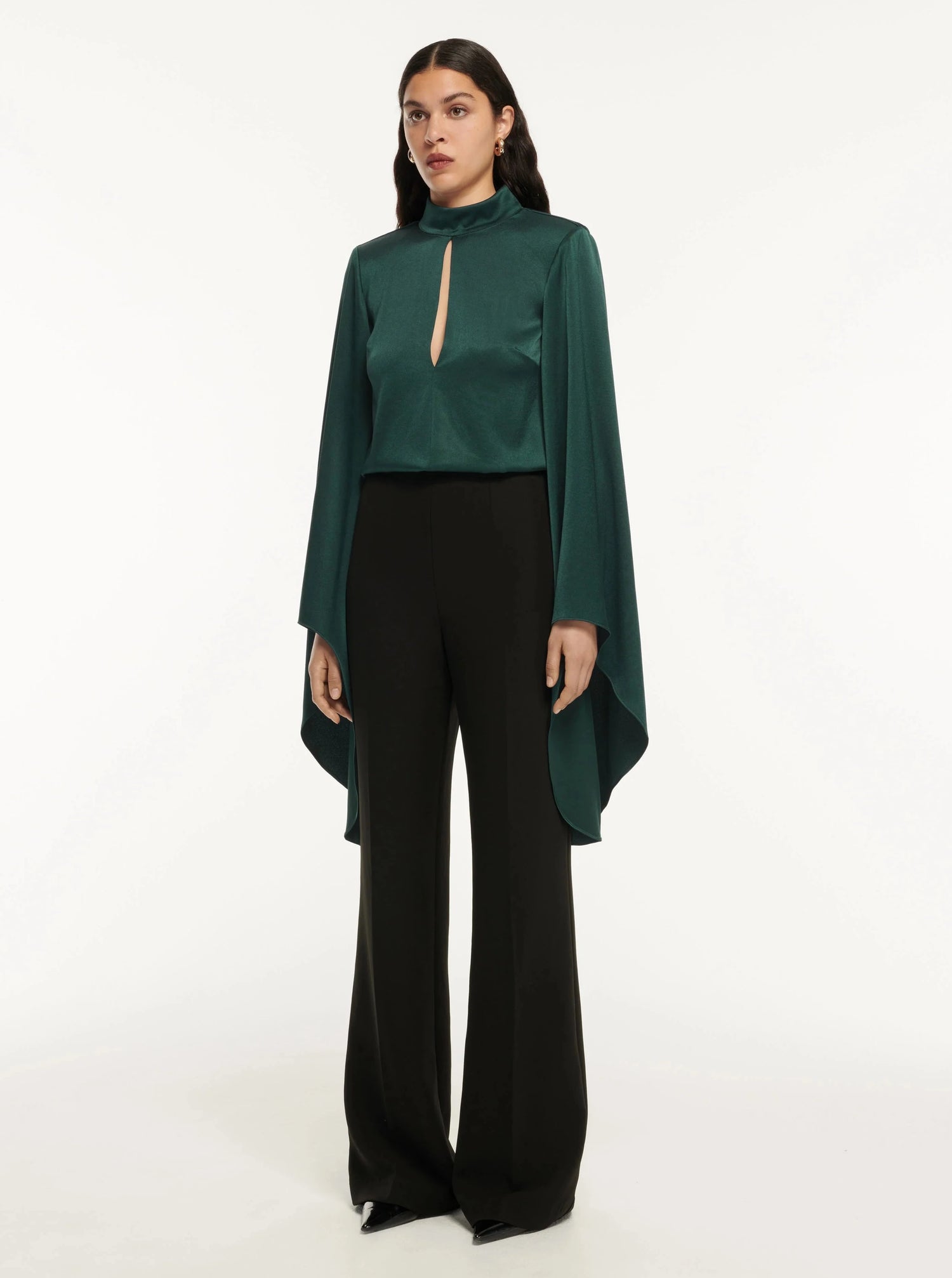 Stretch cady trouser, black