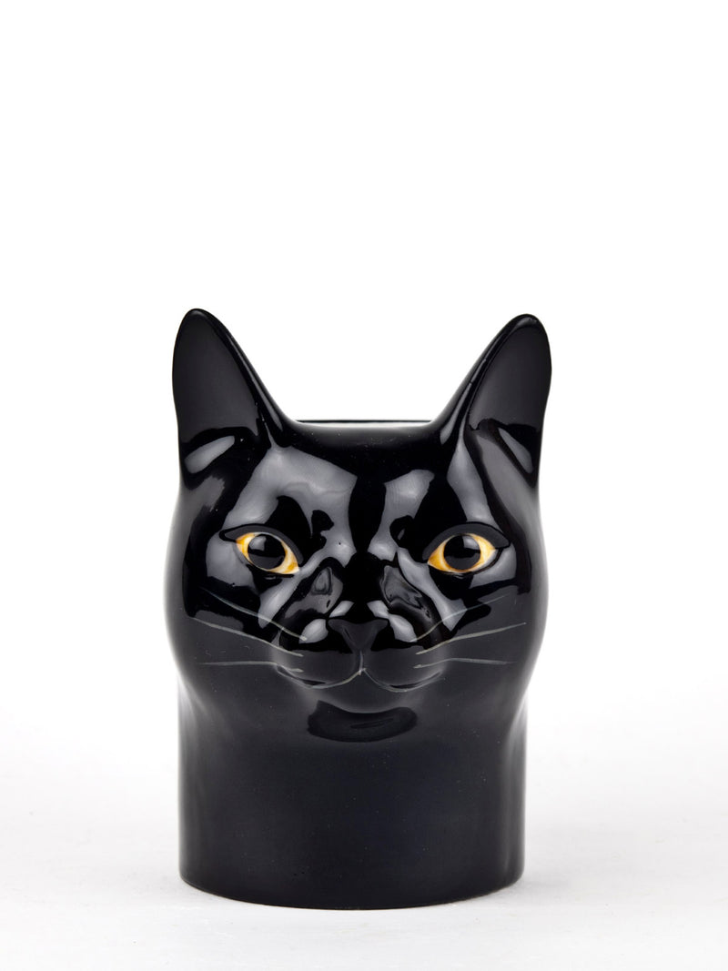 Lucky black cat pencil pot