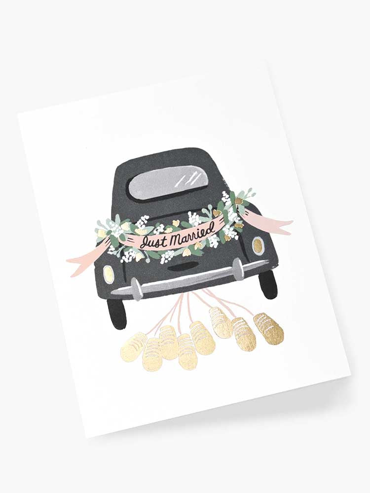 Just Married Getaway wedding card