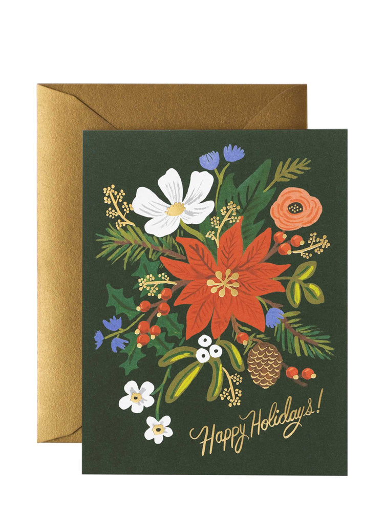 Happy holidays flower bouquet card