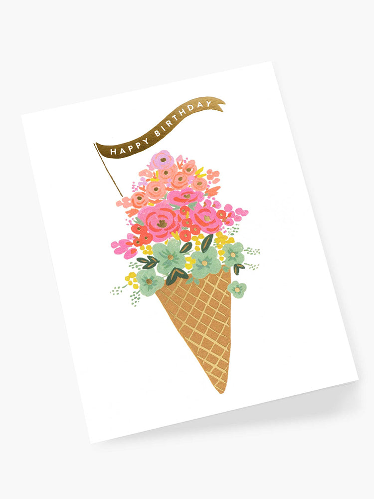 Ice cream cone flowers, birthday card