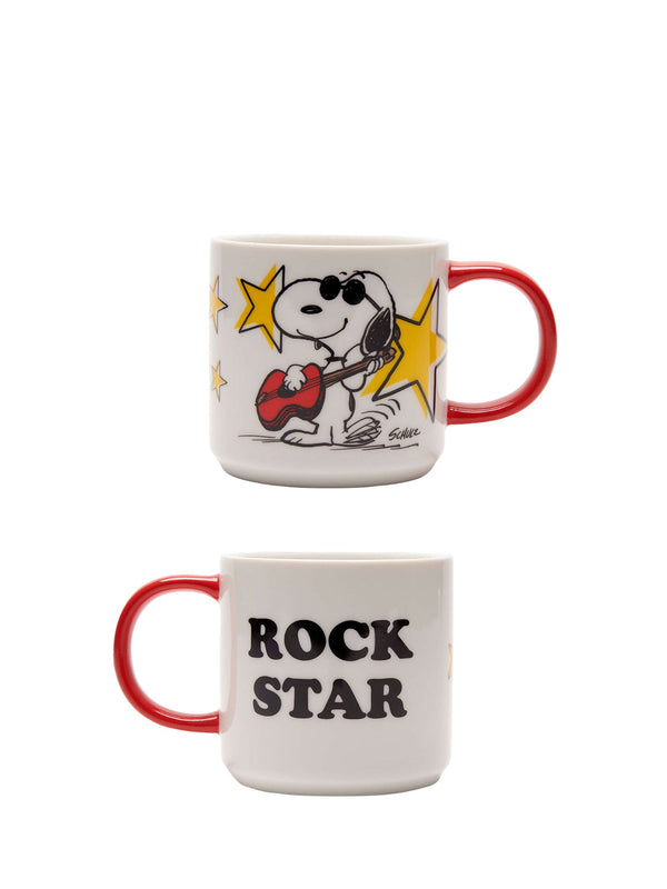 Two mugs with Snoopy designs on a white background