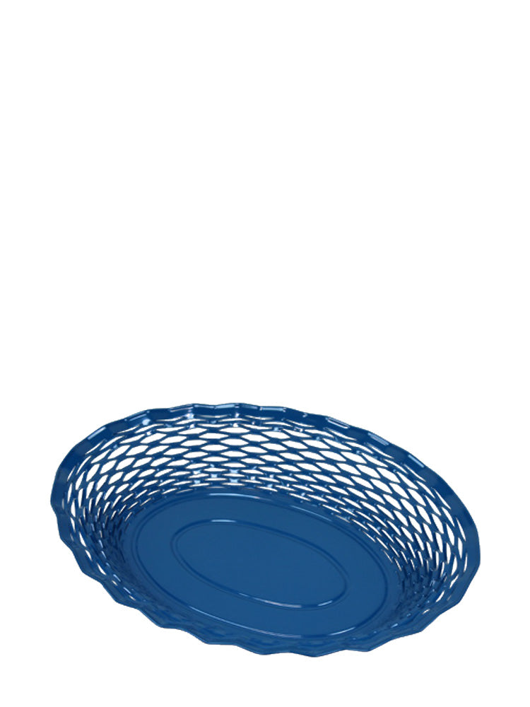 Metal bread basket, Large oval, Indigo