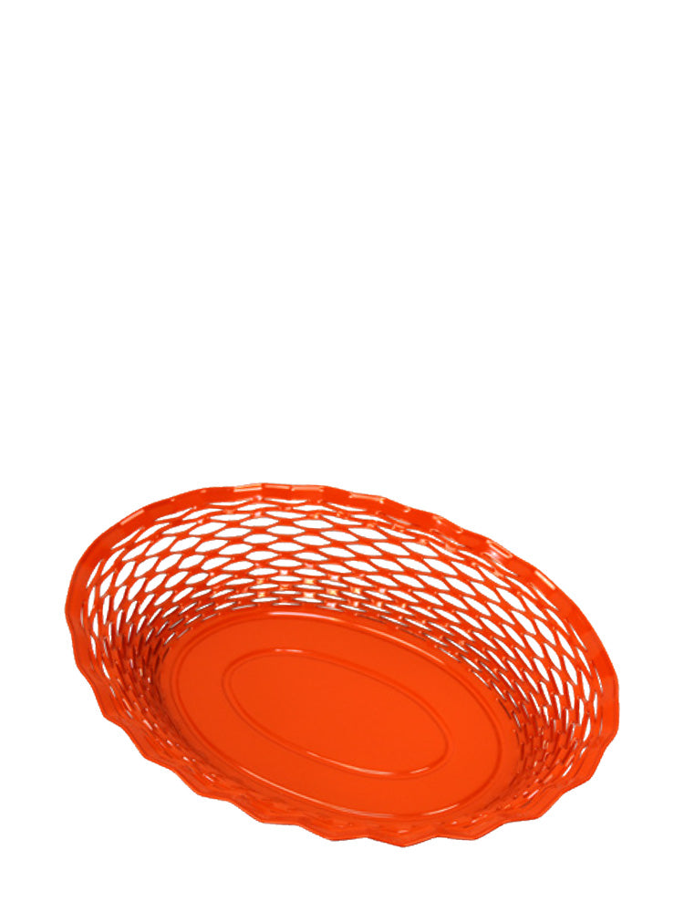 Metal bread basket, big oval, orange
