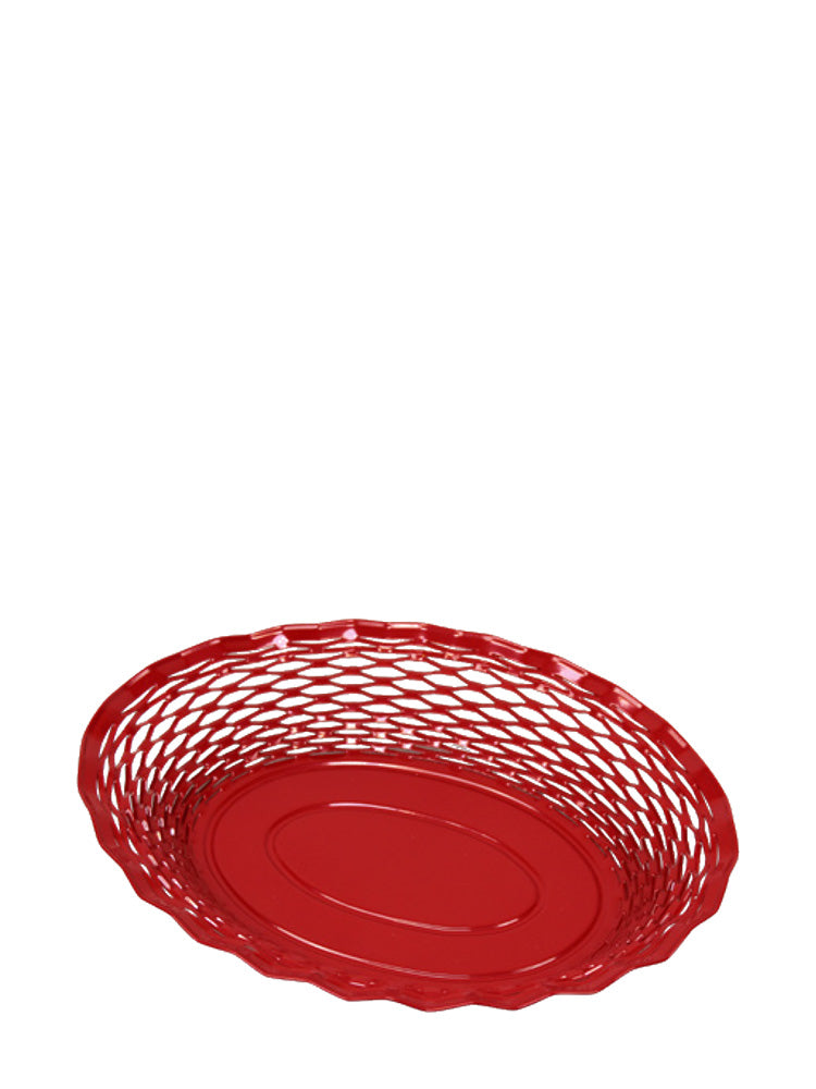 Metal bread basket, big oval, red