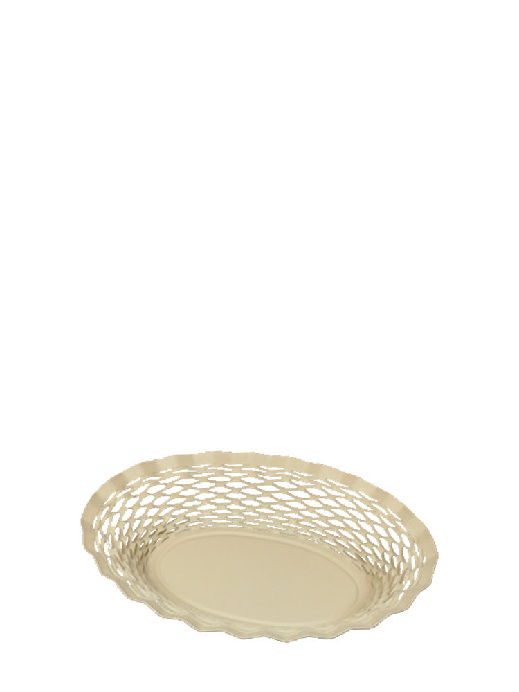 Metal bread basket, small oval, cream