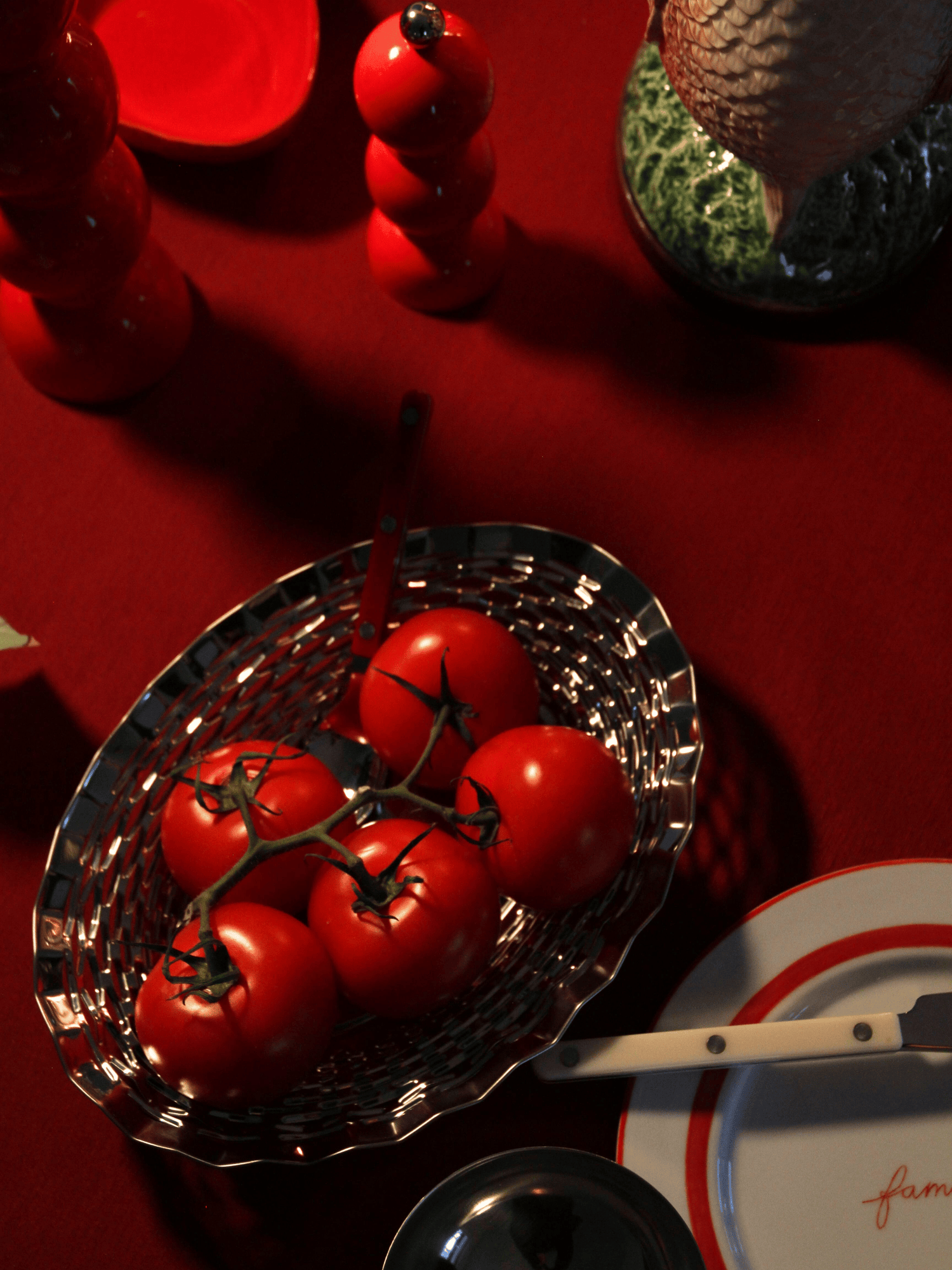 Metal bread basket, small oval stainless steel