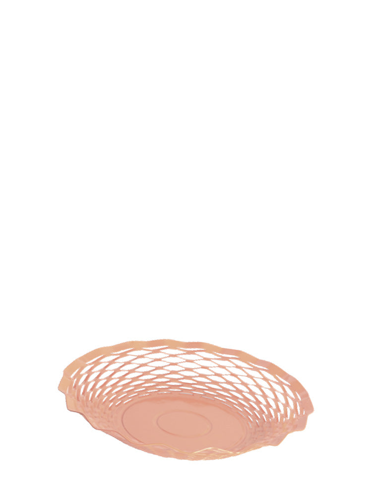 Metal bread basket small oval, rosa
