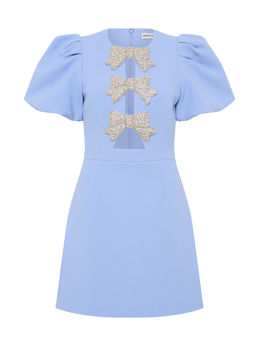 Juliana Puff Sleeve Mini Dress, Light Blue