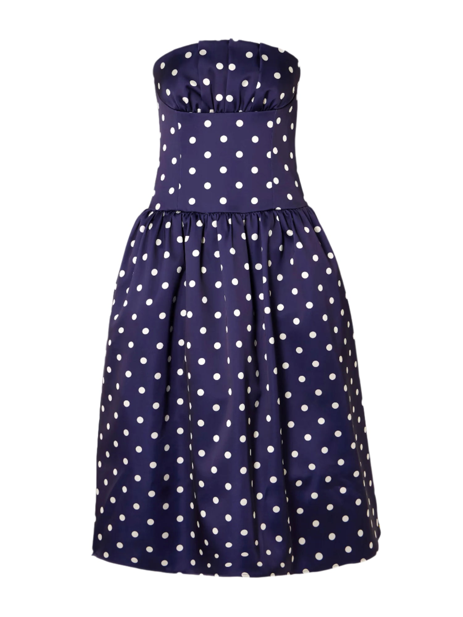 Polka dot satin midi dress, navy