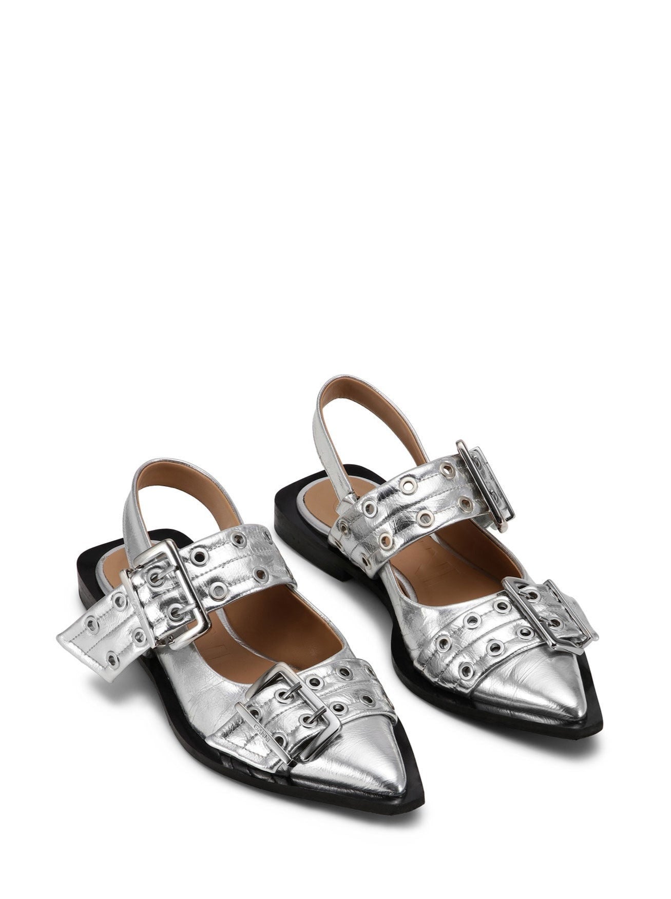 Feminine Buckle Ballerina, silver