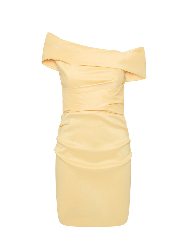 Mandy mini off-shoulder dress, yellow