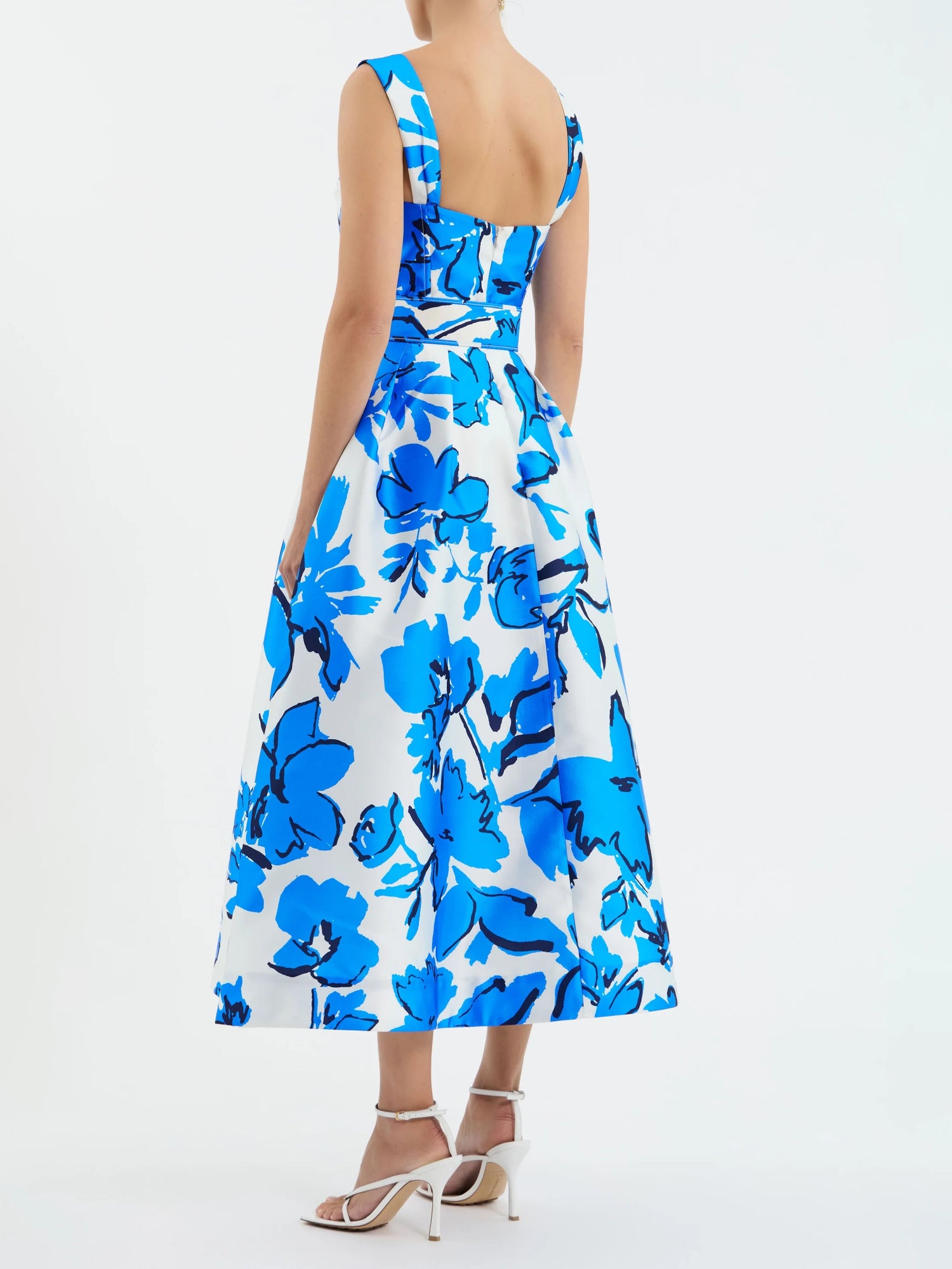 Sapphira midi dress, blue-white print