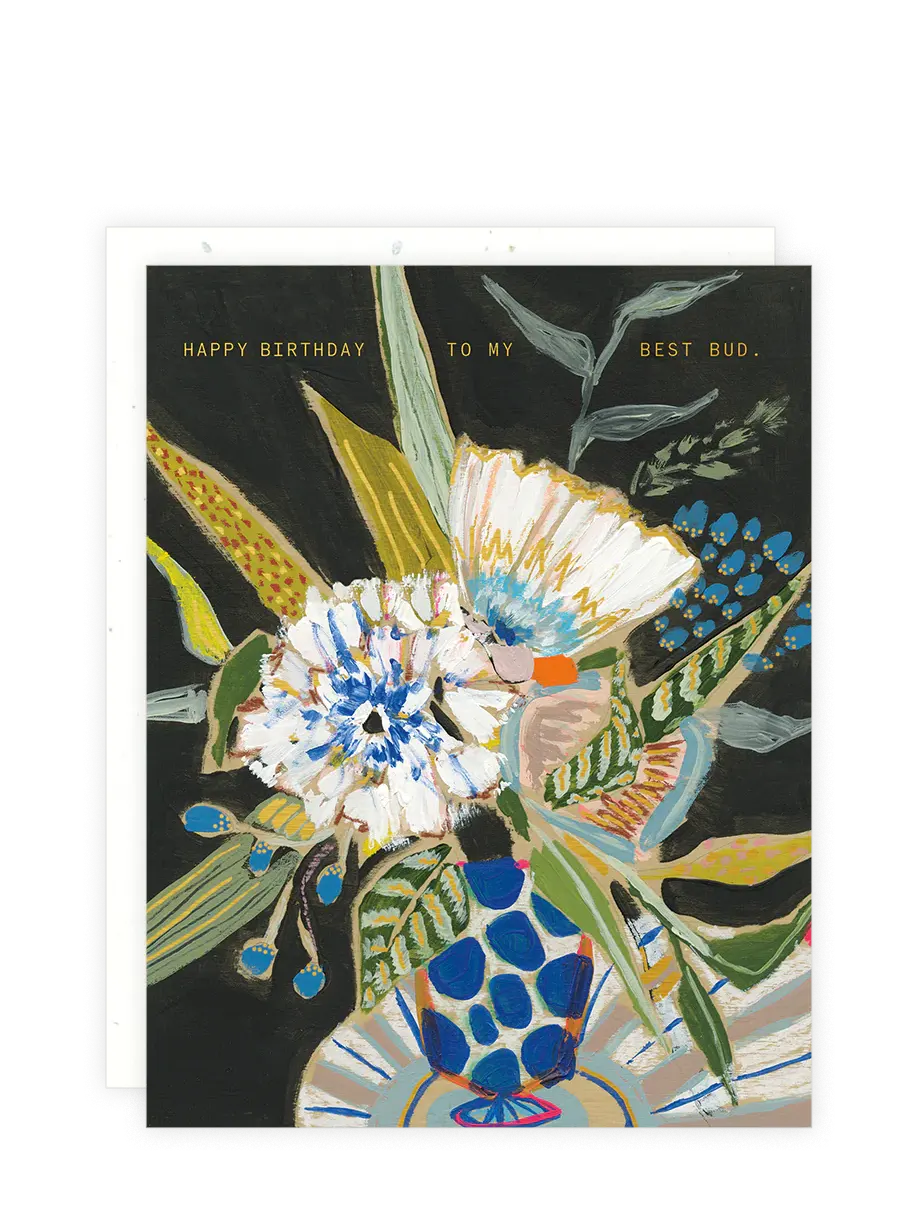 Blue Polka Floral, Birthday Card