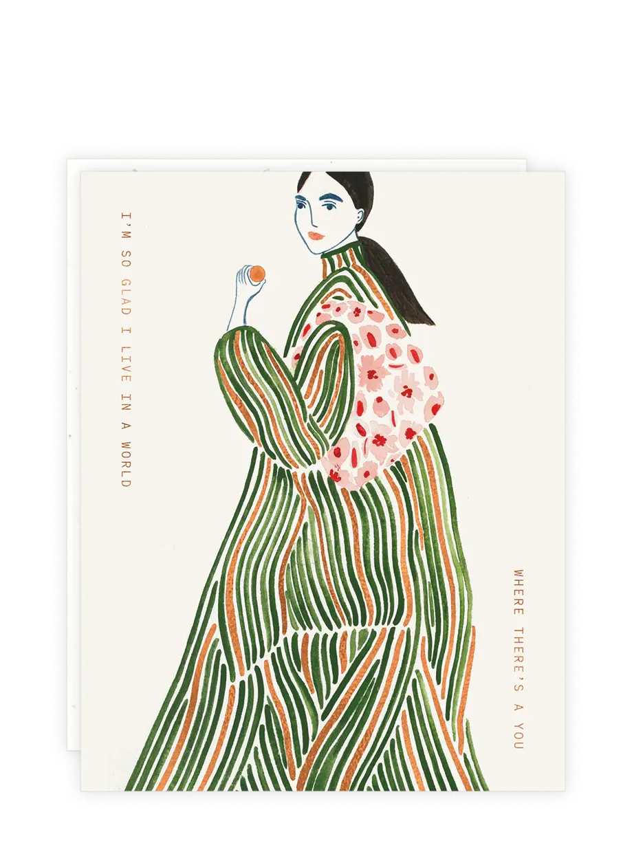 Green Coat Lady - Greeting Card