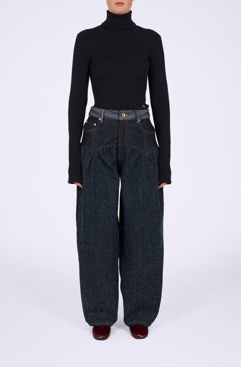 Patchwork Denim Corset Jeans