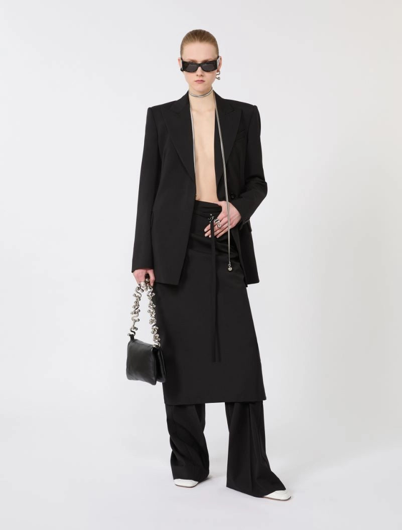 Fate tailored pure wool blazer with natural stretch, black