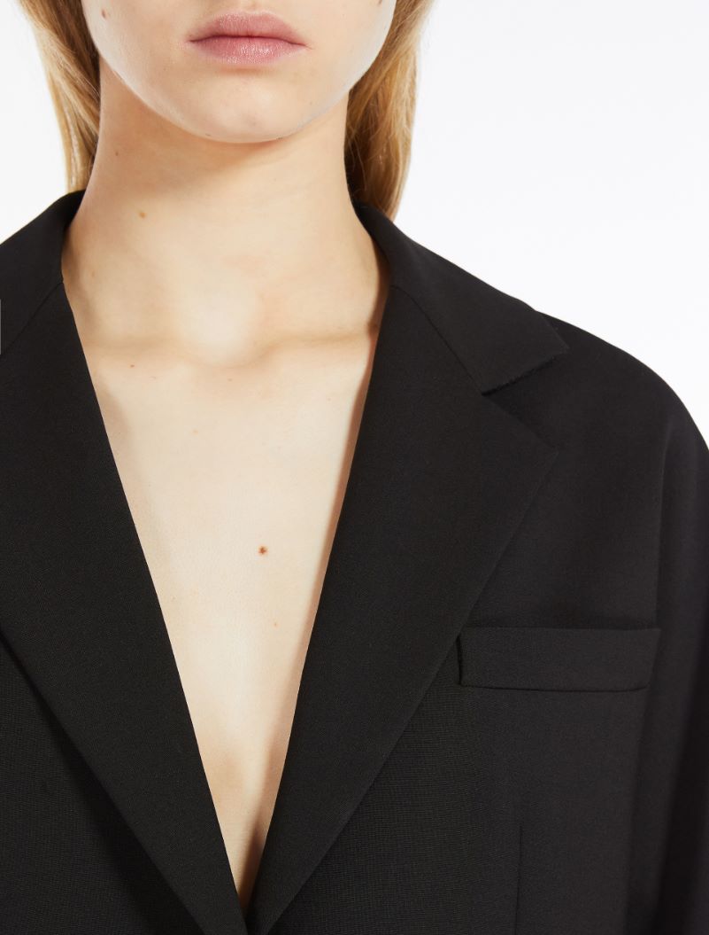 Ecru single breasted wool blazer, black