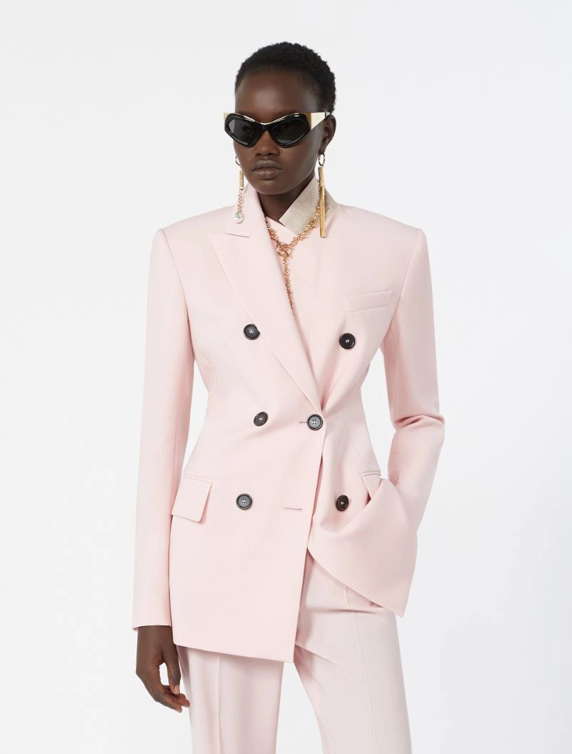 Adamo double-breasted wool blazer, antique rose