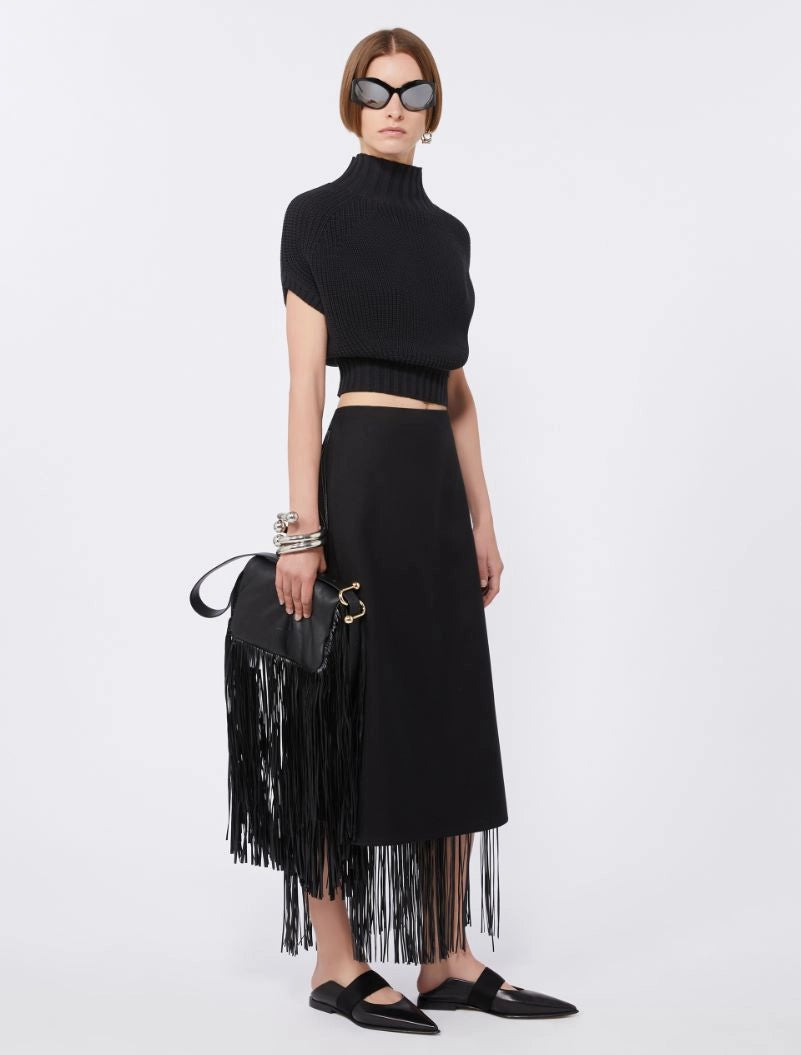 Hiberis fringed skirt, black