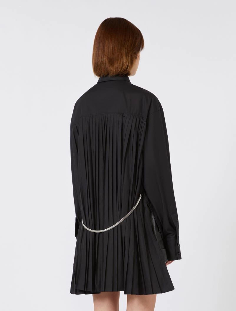Nespola back plissé-pleated overshirt, black