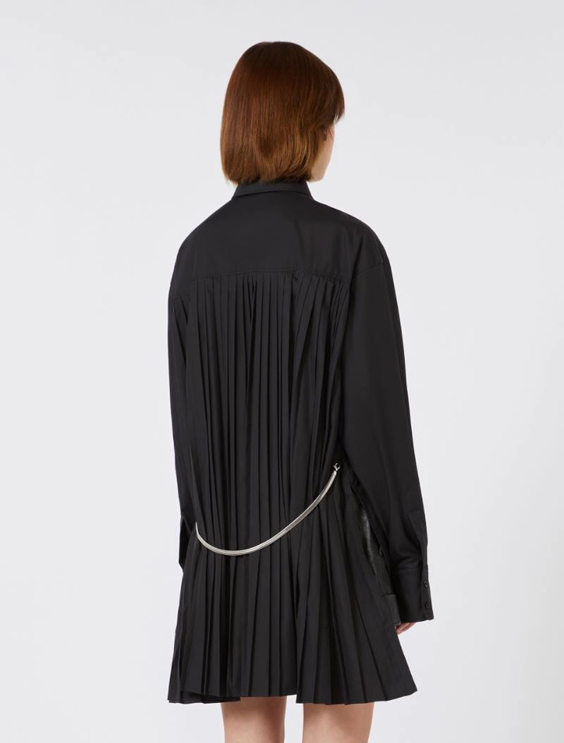 Nespola back plissé-pleated overshirt, black