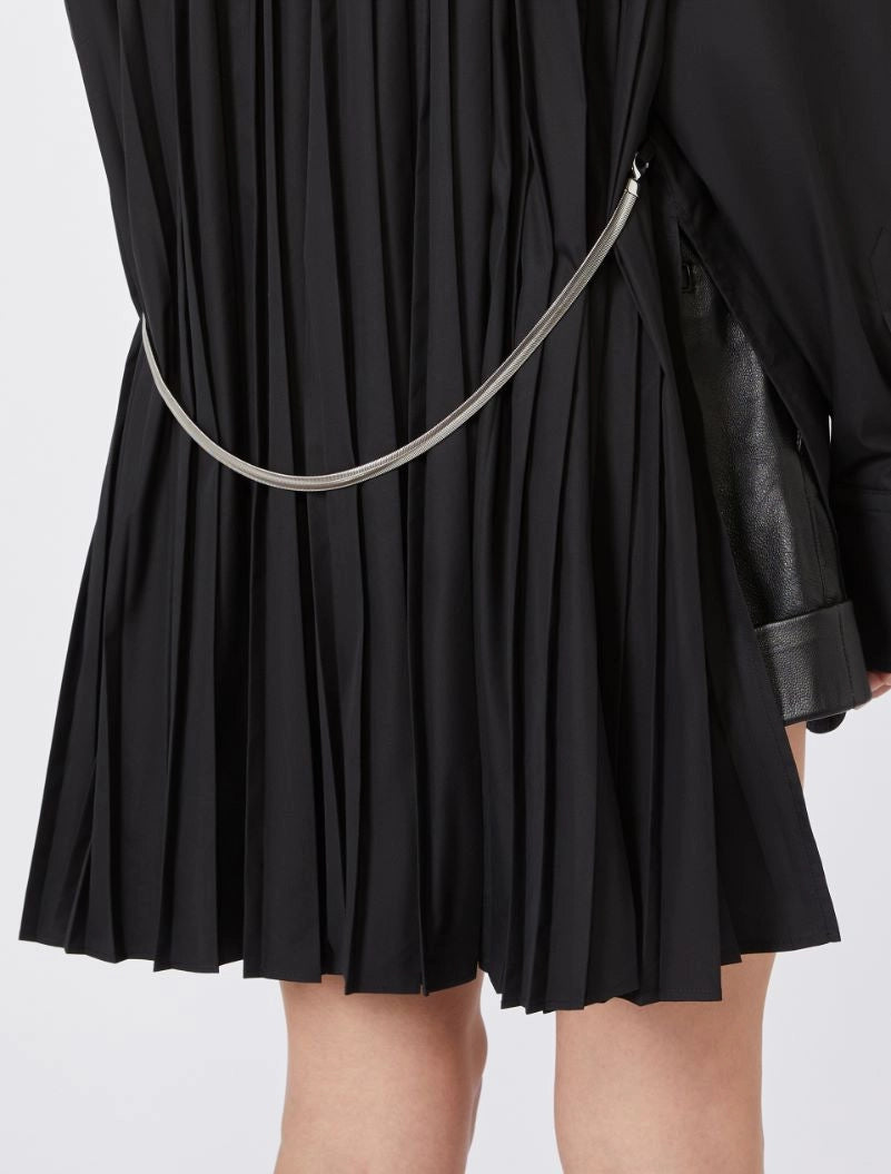 Nespola back plissé-pleated overshirt, black