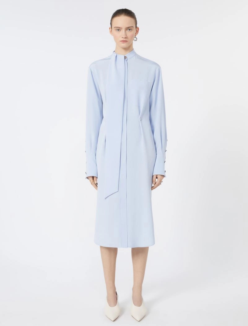 Esopo silk shirt scarf dress, light blue