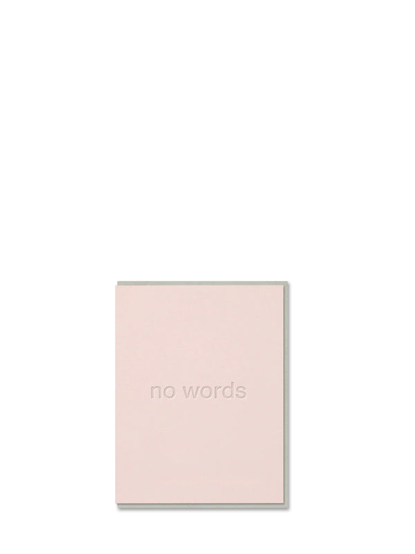 Greeting card titled 'no words' on a white background