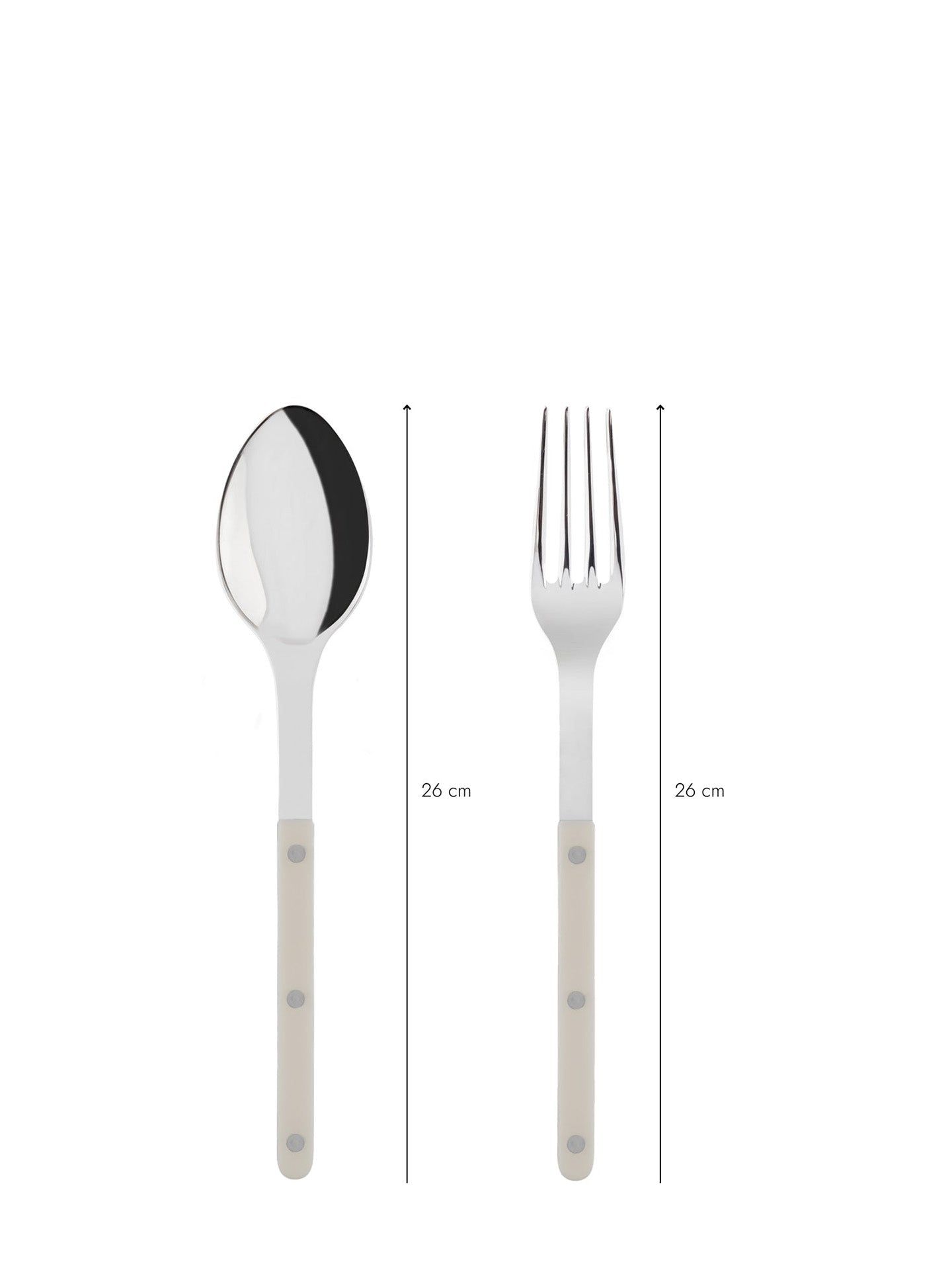 Size chart for the Bistrot servers: the fork and scooping spoon are 26 cm tall.