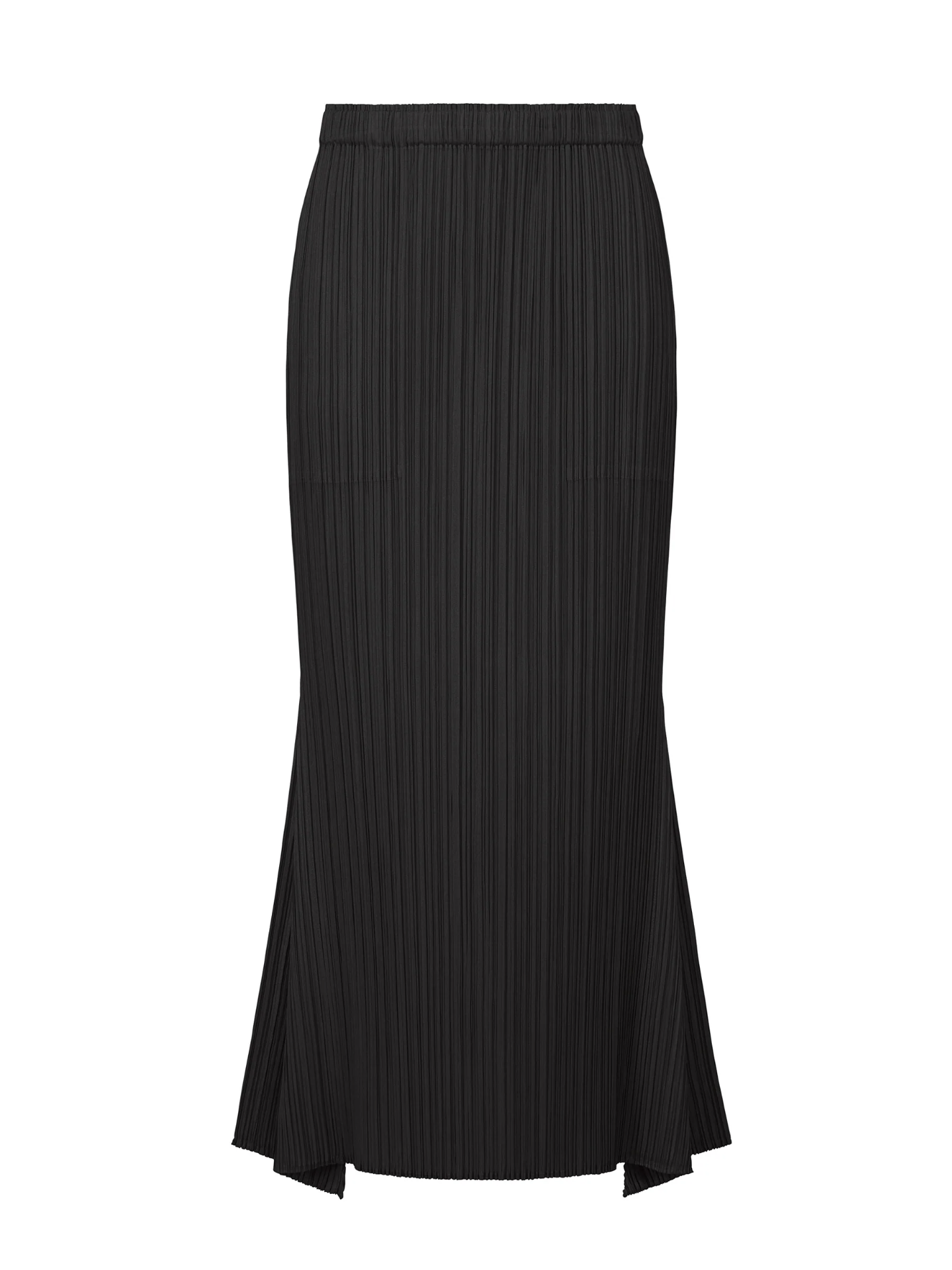 Flounced hem pleated skirt, black