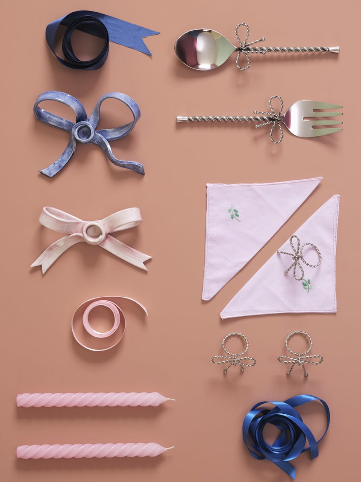 Bow candle holder, blue